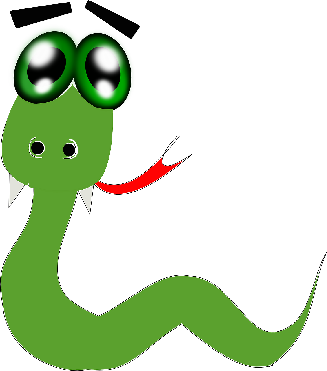 Snake,poison - Cartoon Snake With Eyebrows Clipart (1129x1280), Png Download