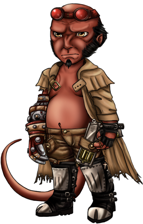 Hellboynoeyebrows - Cartoon Clipart (576x864), Png Download