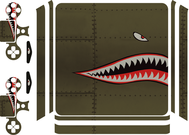 Shark Teeth Plane Art Ps4 Skin Sticker - Illustration Clipart (800x572), Png Download