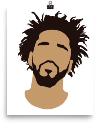 Clip Art Black And White J Cole Poster On Storenvy - J Cole Canvas - Png Download (600x600), Png Download