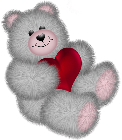 Valentines Day Teddy With Heart Grey Png Clipart Picture - Herz Teddy Png Transparent Png (538x577), Png Download