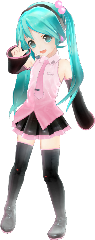 “appearance Chibi Miku ぷちappearance Miku Ver1 423 Model - Anime Clipart (364x896), Png Download