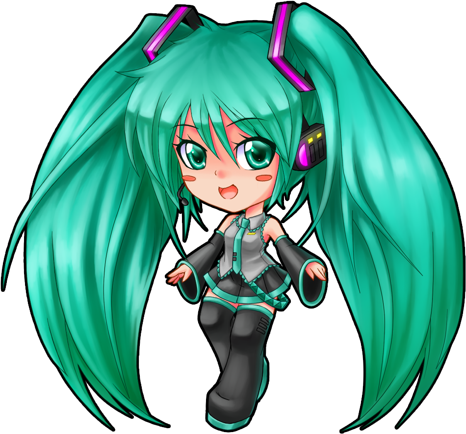 Chibi Miku Png - Cartoon Clipart (1000x1000), Png Download
