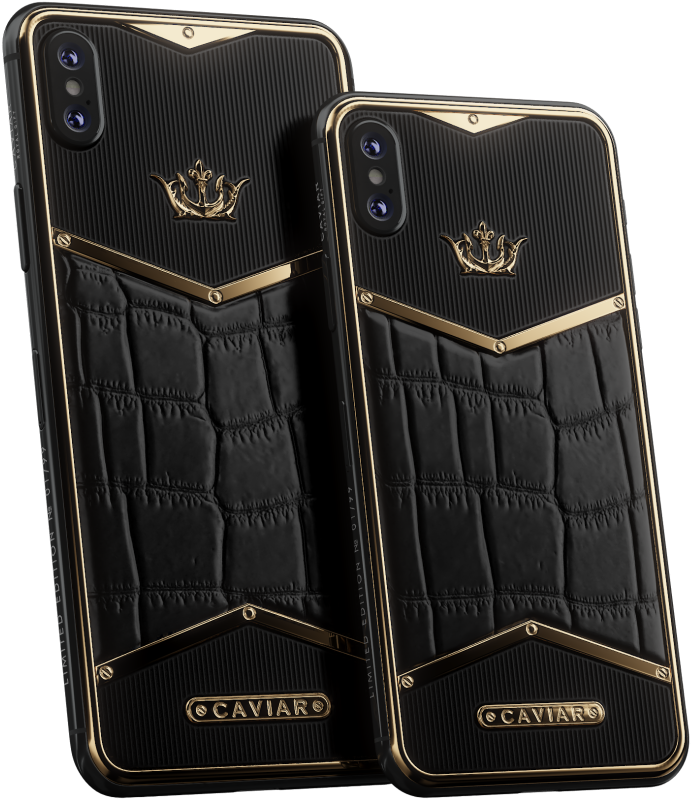 Caviar Iphone Xs X-edition Alligatore Black Gold - Iphone Max Cover Alligator Clipart (830x950), Png Download