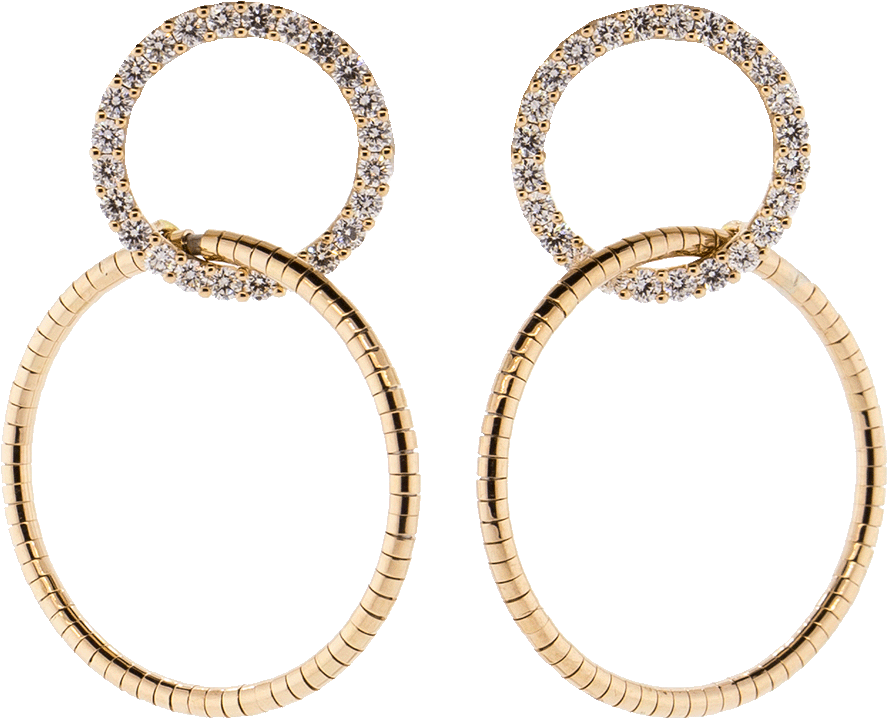 Rugiada Diamond Double Circle Earrings - Earrings Clipart (960x1223), Png Download