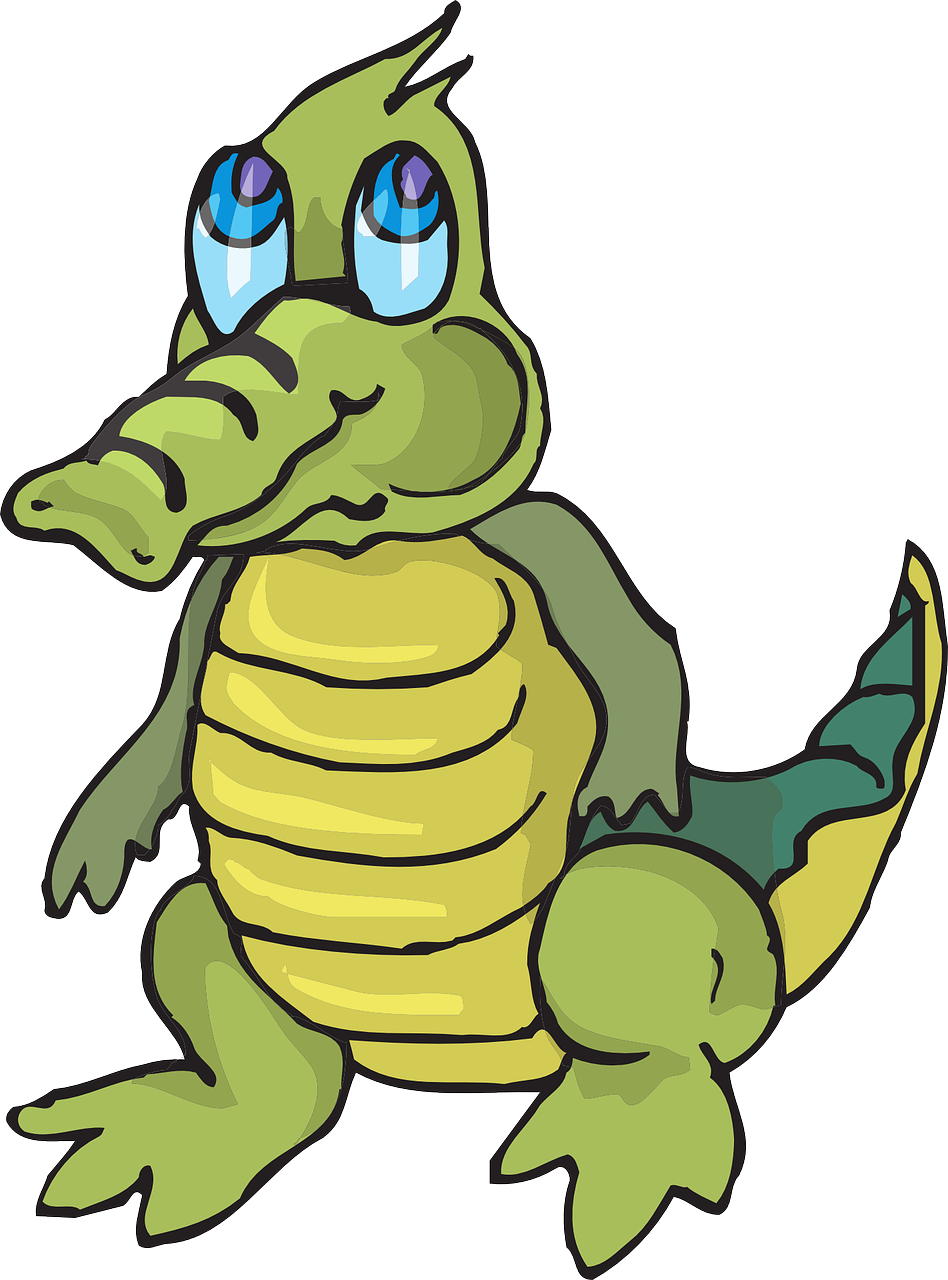 Vector Graphics,free Pictures - Cute Cartoon Crocodile Clipart (948x1280), Png Download