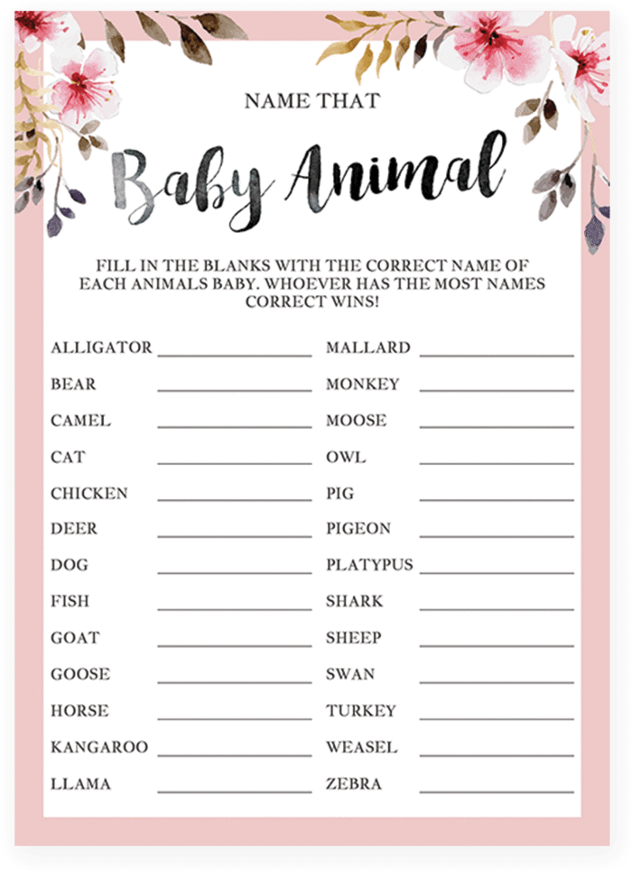 Flower Baby Names Transparent Background - Would She Rather Baby Shower Game Clipart (819x1024), Png Download