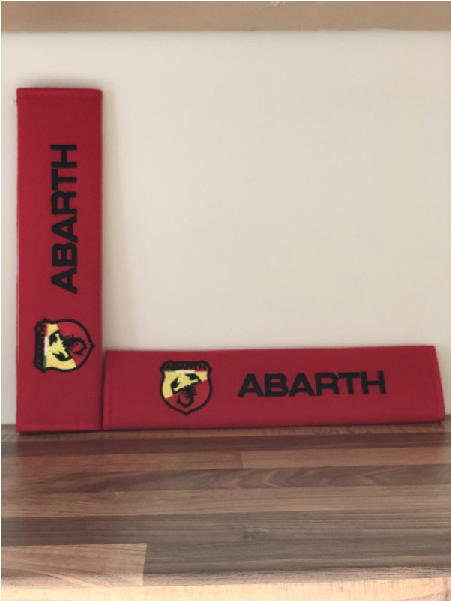 Abarth Red Seat Belt Pads With Logo Tmcmotorsport Clipart (600x600), Png Download