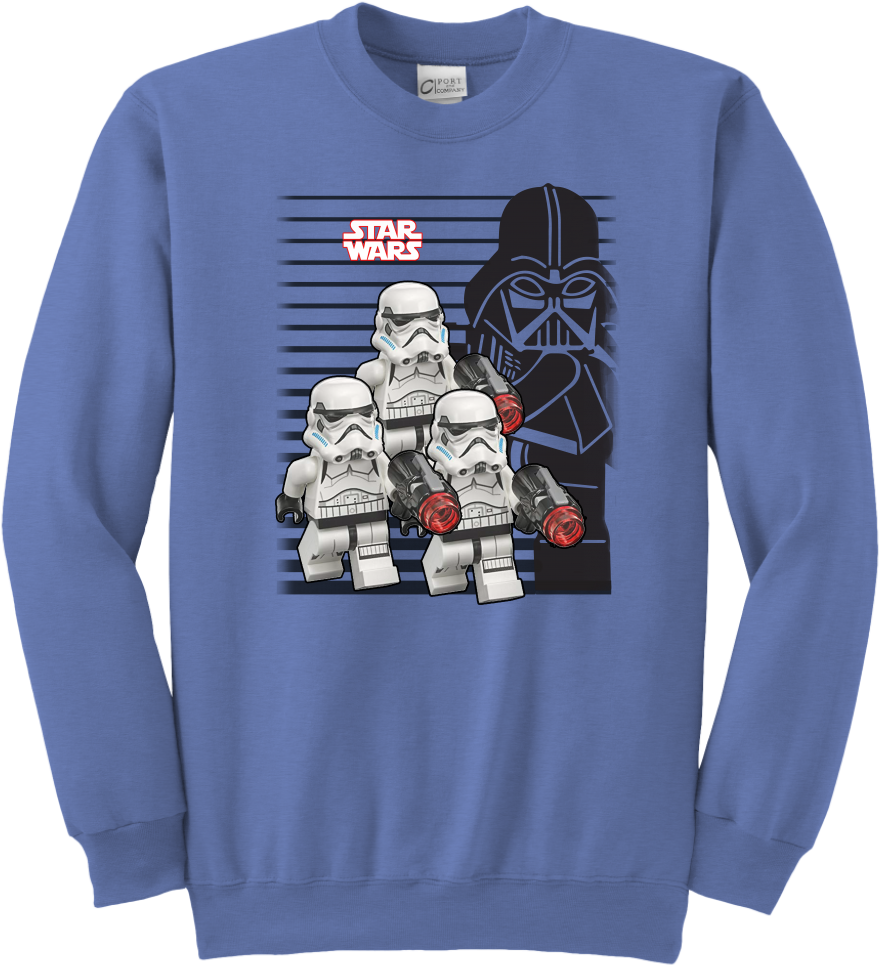 Lego Star Wars Darth Vader Storm Trooper Youth Crewneck - Star Wars Bb8 On Shirt Clipart (1024x1024), Png Download
