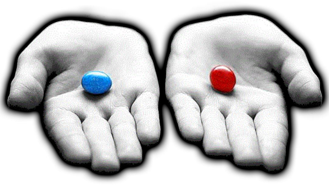 The Pills Represent A Choice We Have To Make Between - Take The Blue Pill Or Take The Red Pill Clipart (1080x610), Png Download