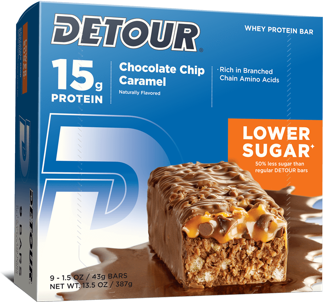 Detour Lower Chocolate Chip Caramel 9ct Box - Detour Bar Clipart (1140x1140), Png Download