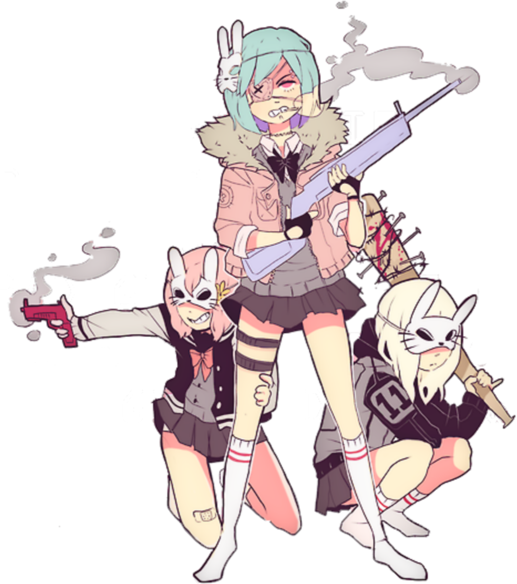 #anime #girl #gun #moeshop #vaporwave #manga #japan - Pastel Goth Gang Clipart (1024x1157), Png Download
