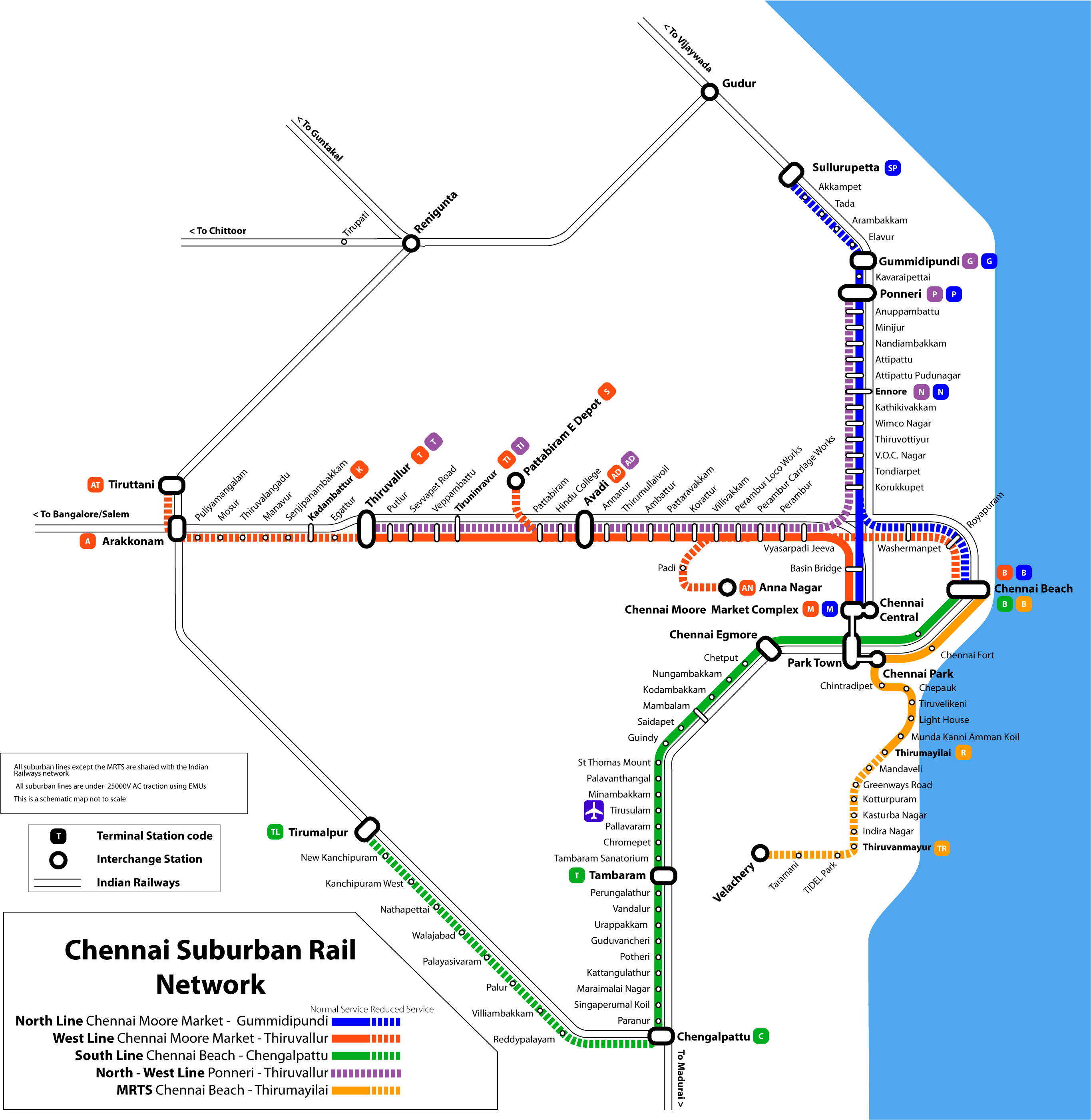 Chennai Suburban Rail Map - Chennai Electric Train Map Clipart (2766x2801), Png Download
