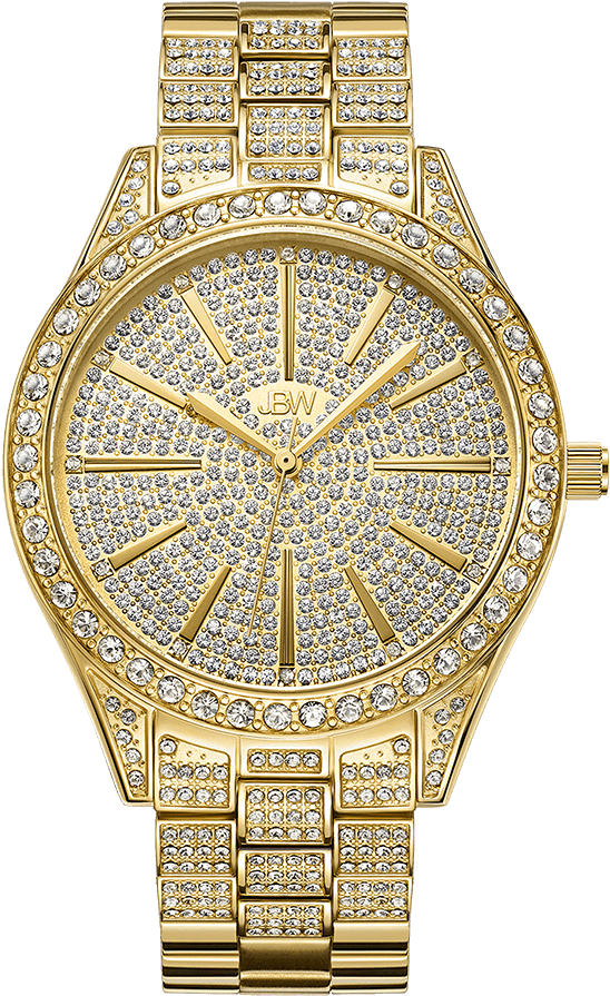Jbw Cristal J6346a Gold Diamond Watch Front - Jbw Watches Iced Out Clipart (548x895), Png Download