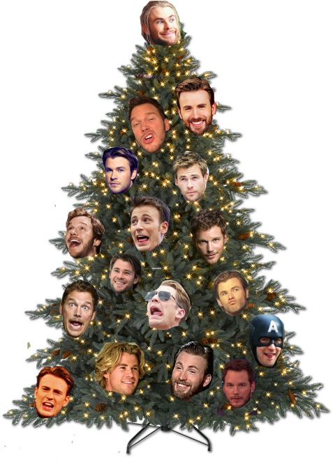 Merry Christmas Christmas Captain America Chris Evans - Chris Pine Christmas Tree Clipart (500x659), Png Download