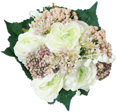 A Adorable Cream Green Ranunculus And Lily Of The Valley - Bouquet Clipart (497x696), Png Download