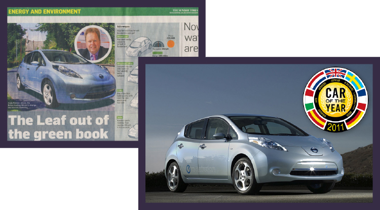 Nissan Leaf Pr Campaign - Car Of The Year 2011 Clipart (750x414), Png Download