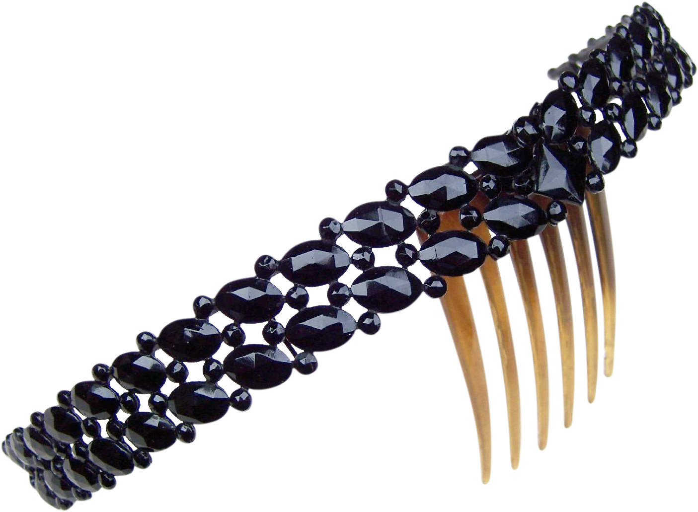 French Jet Tiara Hair Comb, Victorian Mourning Hair - Necklace Clipart (1404x1404), Png Download