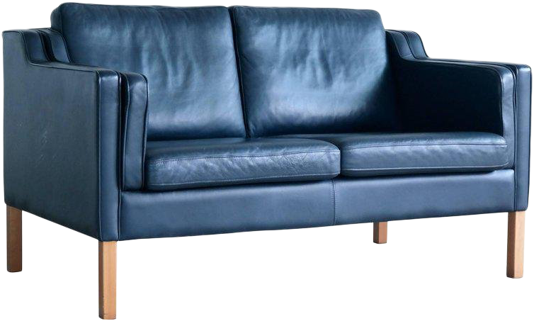 Blue Leather Sofa - Børge Mogensen Sofa Green Leather Clipart (768x768), Png Download