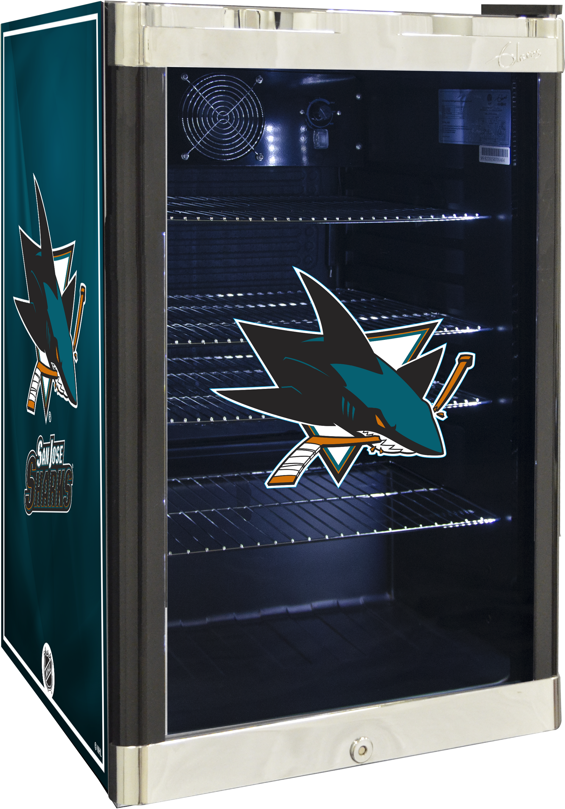 Nhl Refrigerated Beverage Center - San Jose Sharks Clipart (2205x2890), Png Download