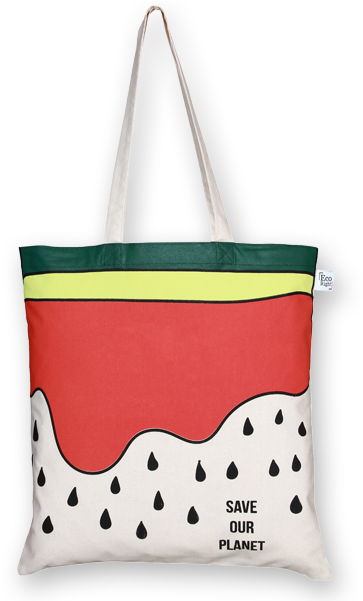 Cotton Tote Bag Watermelon Natural-ecoright - Tote Bag Clipart (600x600), Png Download