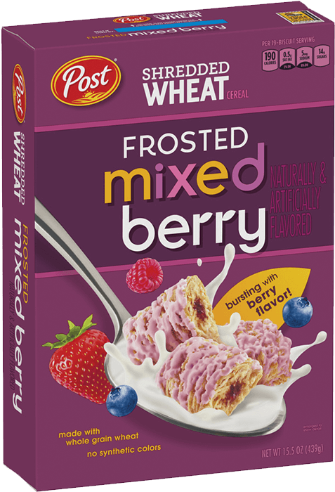 Shredded Wheat Frosted Mixed Berry - Post Frosted Mixed Berry Shredded Wheat Clipart (640x768), Png Download