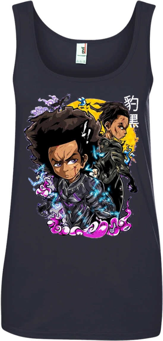 Huey Freeman And Riley Freeman T Shirt Hoodie Sweater - Huey And Riley Black Panther Clipart (1155x1155), Png Download