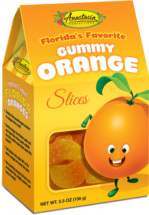 Gummi Orange Slices Gable Box - Mandarin Orange Clipart (1500x801), Png Download