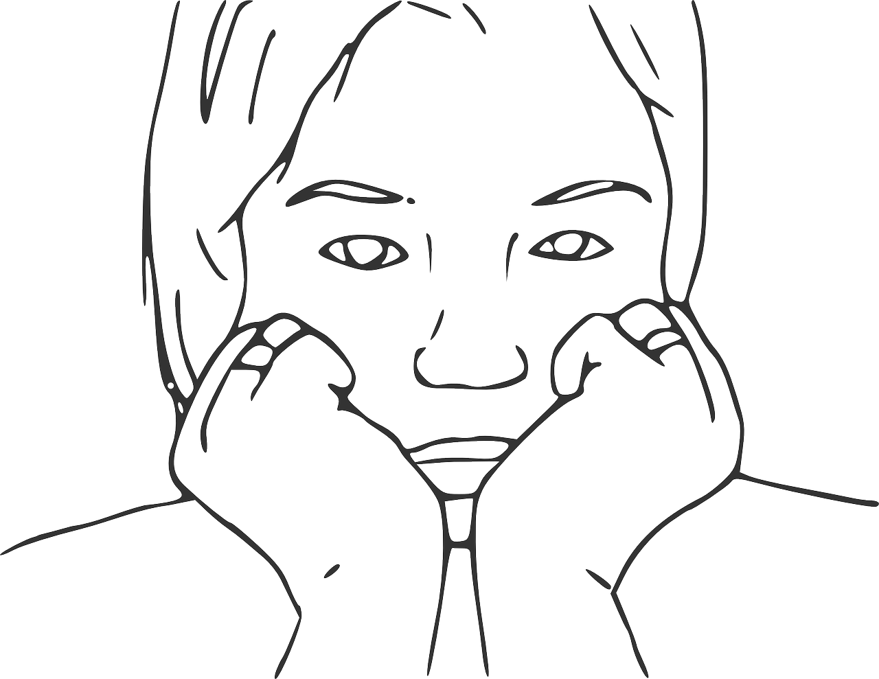 Man People Person Woman Sad Png Image - Bored Face Clipart Black And White Transparent Png (1280x989), Png Download