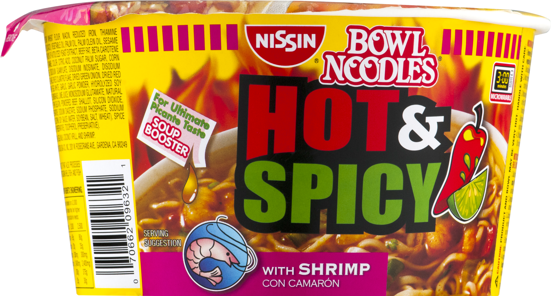 Bowl Noodles Hot & Spicy W/shrimp Ramen Noodle Soup, - Hot And Spicy Noodles Clipart (1800x1800), Png Download