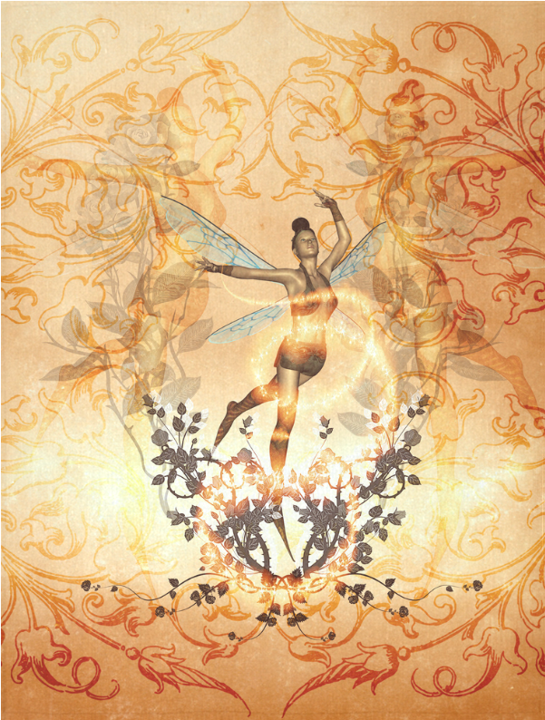 Beautiful Fairy With Wonderful Roses Cotton Linen Wall - Motif Clipart (1000x1000), Png Download