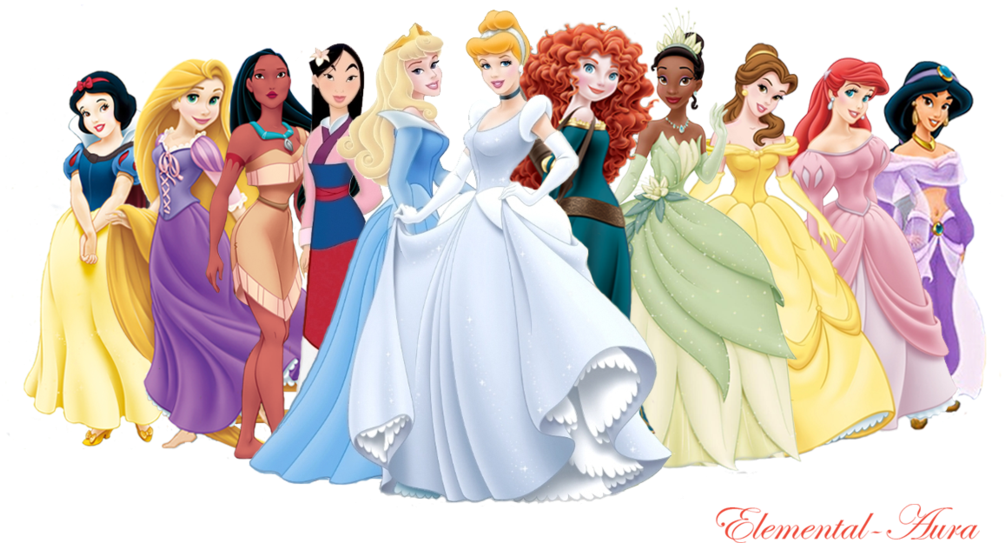 All The Princesses Together Clipart (1024x542), Png Download