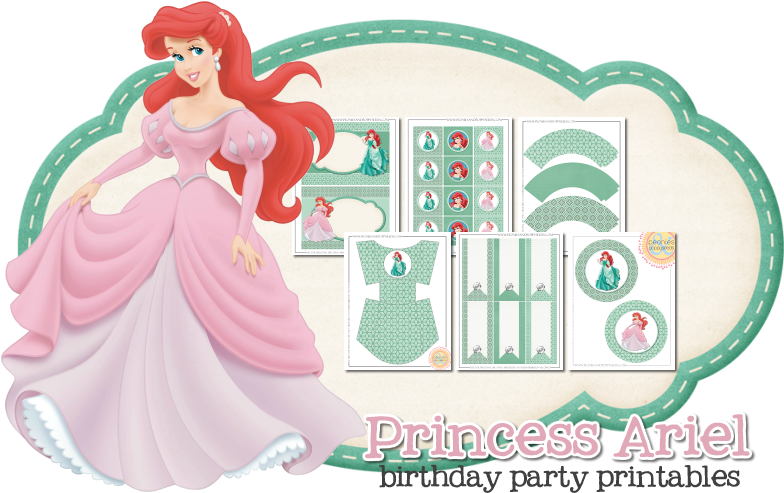 Princess Ariel Birthday Party - Kit Imprimible Princesa Jazmin Gratis Clipart (800x500), Png Download