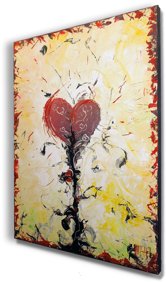 Acrylic Painting On Canvas - Heart Clipart (867x1024), Png Download