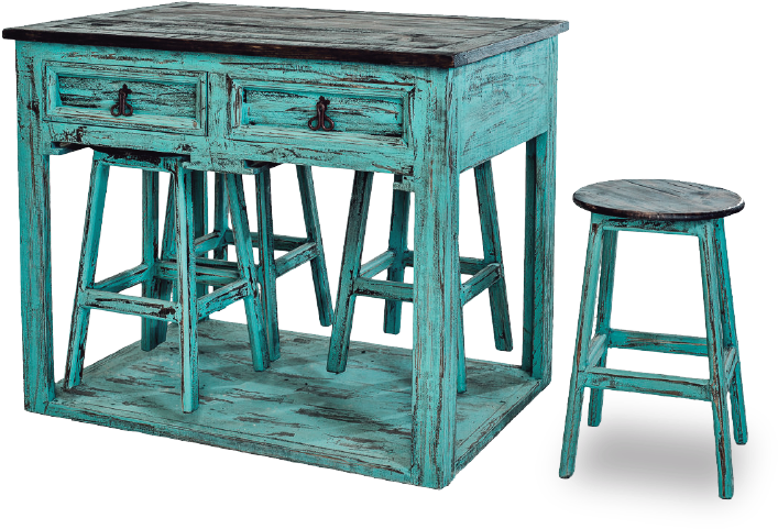 Kitchen Island W/four Stools 42"w X 29"d X 37"h - End Table Clipart (800x617), Png Download