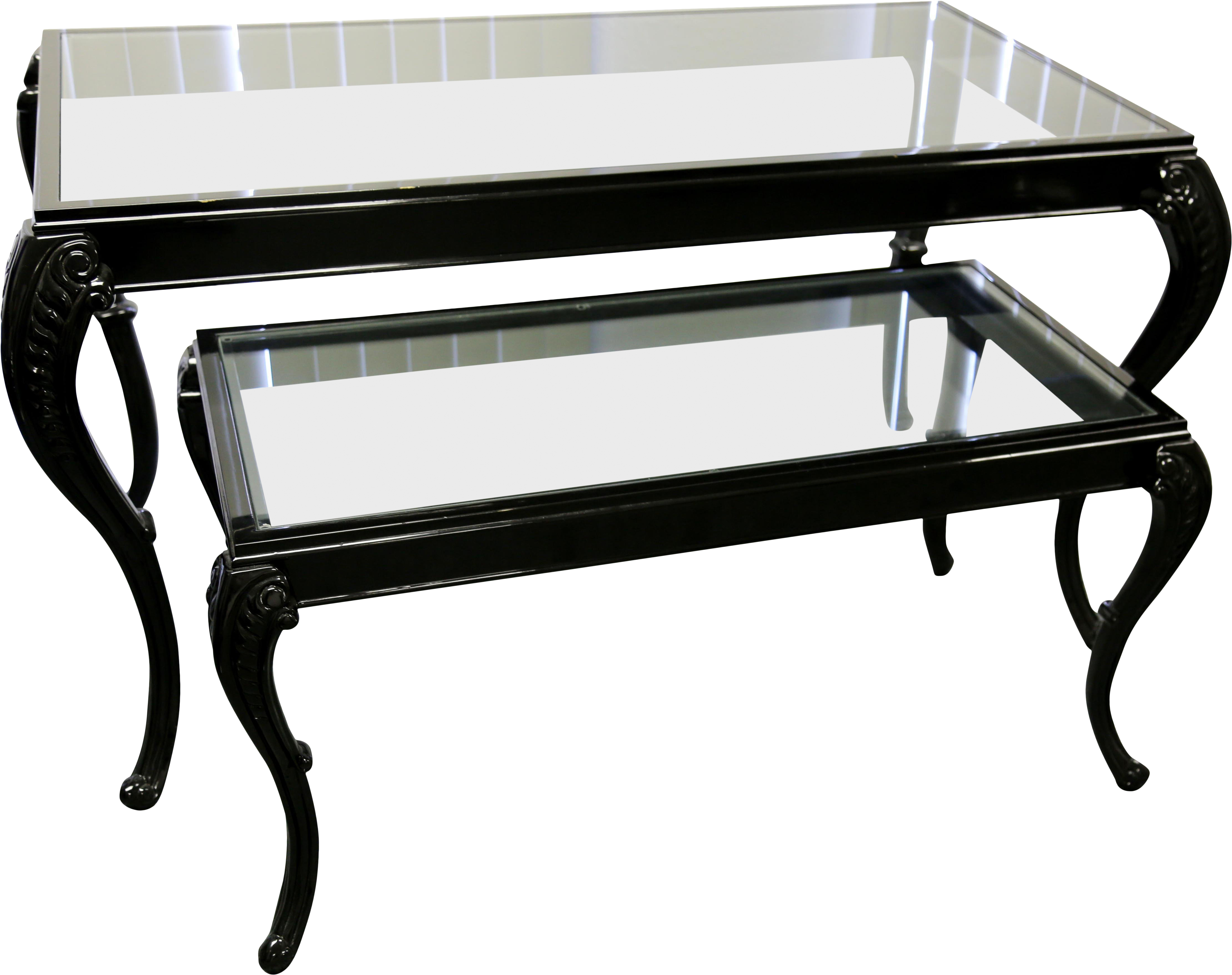 Black Lacquered Nesting Chippendale Style Tables With - Coffee Table Clipart (4907x3882), Png Download