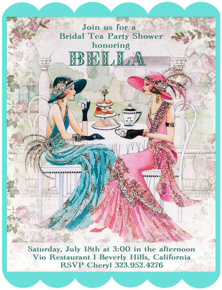 Gatsby Bridal Shower Tea Party Invitations - Art Deco Clipart (497x644), Png Download