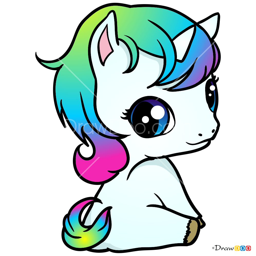 Black And White Drawings Unicorns Clipart (997x998), Png Download