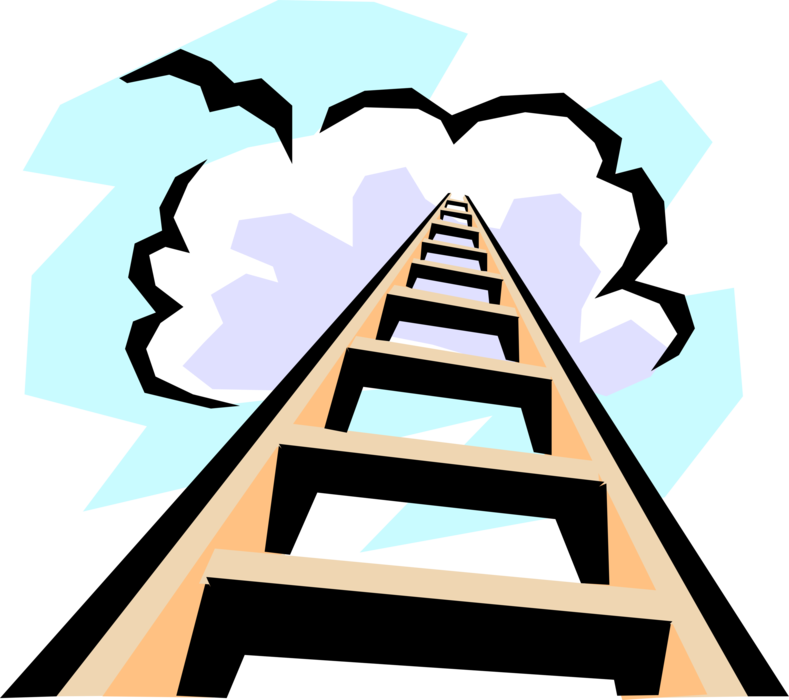 Vector Illustration Of Stairway To Heaven Rigid Step - Step Ladder To Heaven Clipart (789x700), Png Download