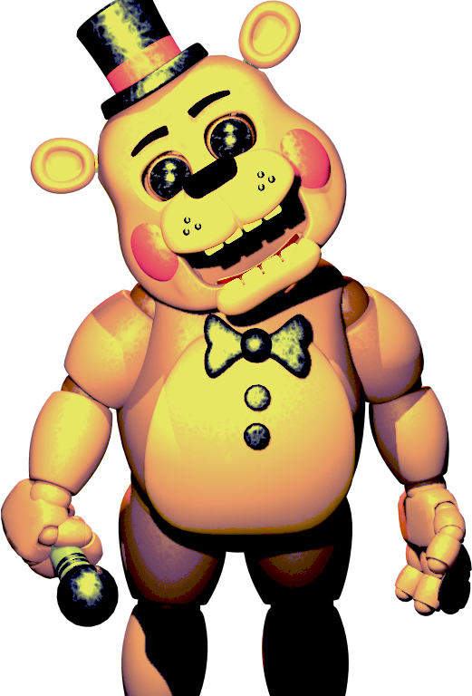 Golden Toy Freddy Standing - Fnaf Toy Fredbear Jumpscare Clipart (521x768), Png Download