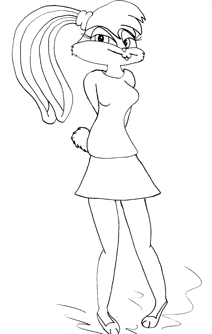 Lola Bunny Shy Coloring Pages - Bugs Bunny Cartoon Coloring Clipart (700x1099), Png Download