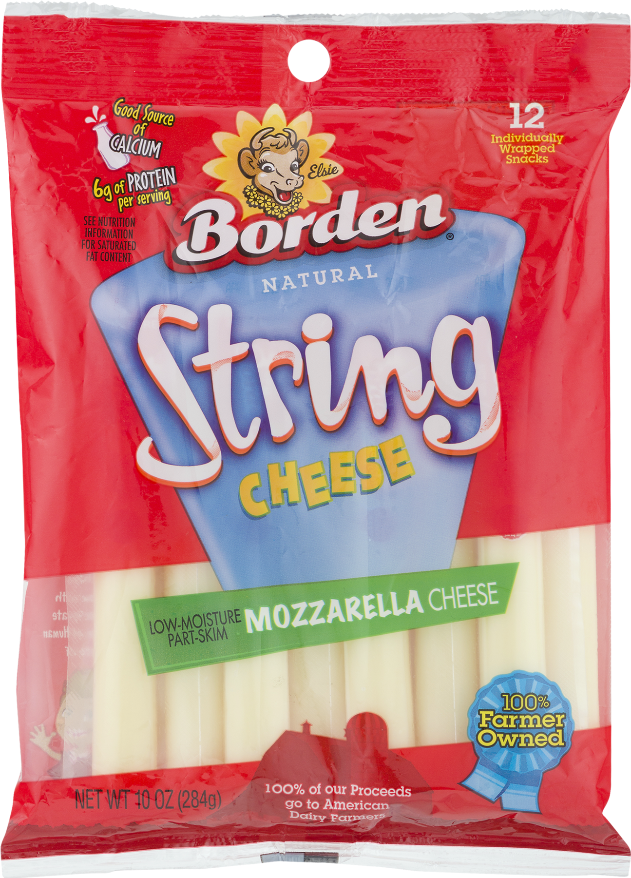 Borden String Cheese Mozzarella - Food Clipart (1800x1800), Png Download