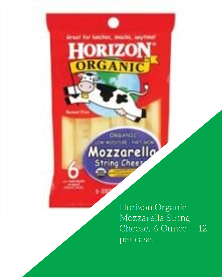 Horizon Organic Mozzarella String Cheese, 6 Ounce 12 - Organic String Cheese Clipart (735x1100), Png Download