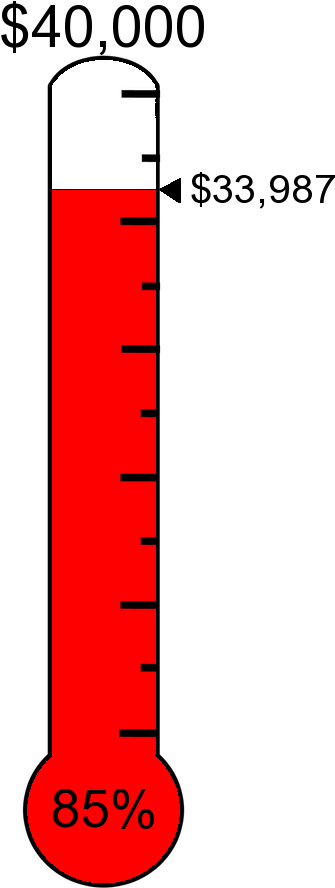 Money Goal Thermometer Printable - Carmine Clipart (383x889), Png Download