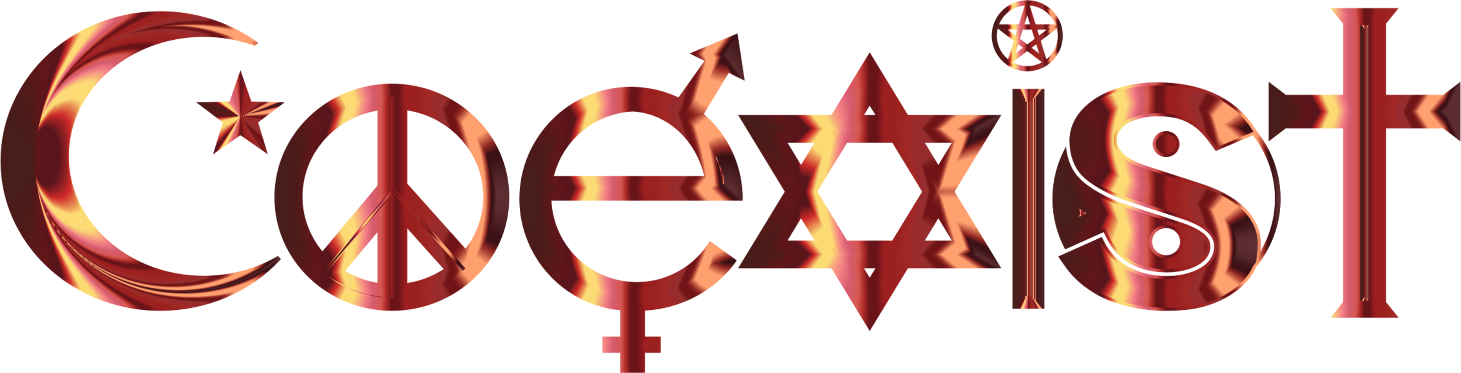 Coexist License Plate Religion Computer Icons Sticker - Interfaith Coexist Clipart (2932x750), Png Download