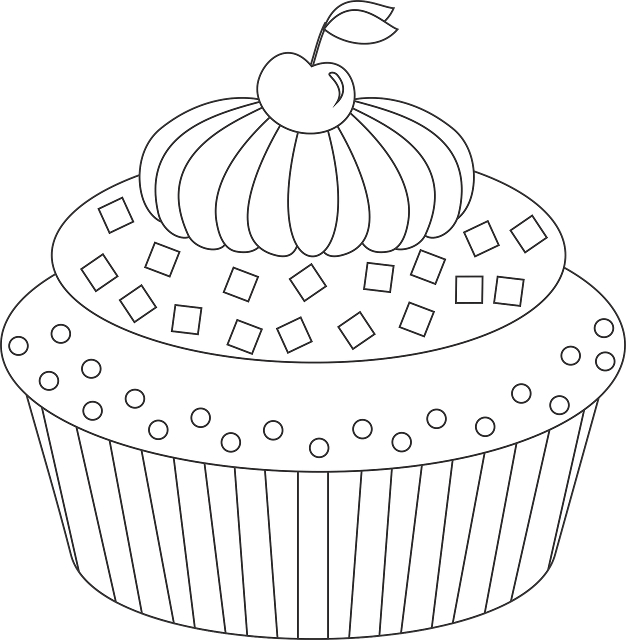 Cupcake Cake Dessert Frosting Png Image - Public Domain Giant Coloring Clipart (1252x1280), Png Download