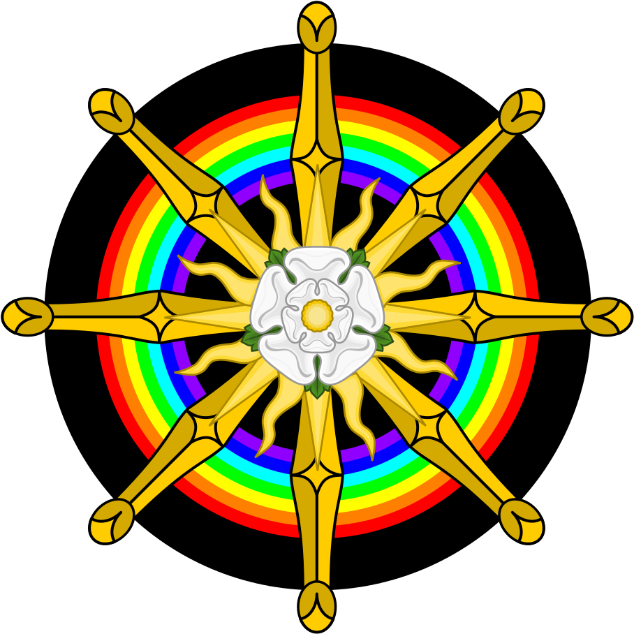 Rainbow White Rose Compass Wheel - Dharmachakra Gif Clipart (1024x1024), Png Download