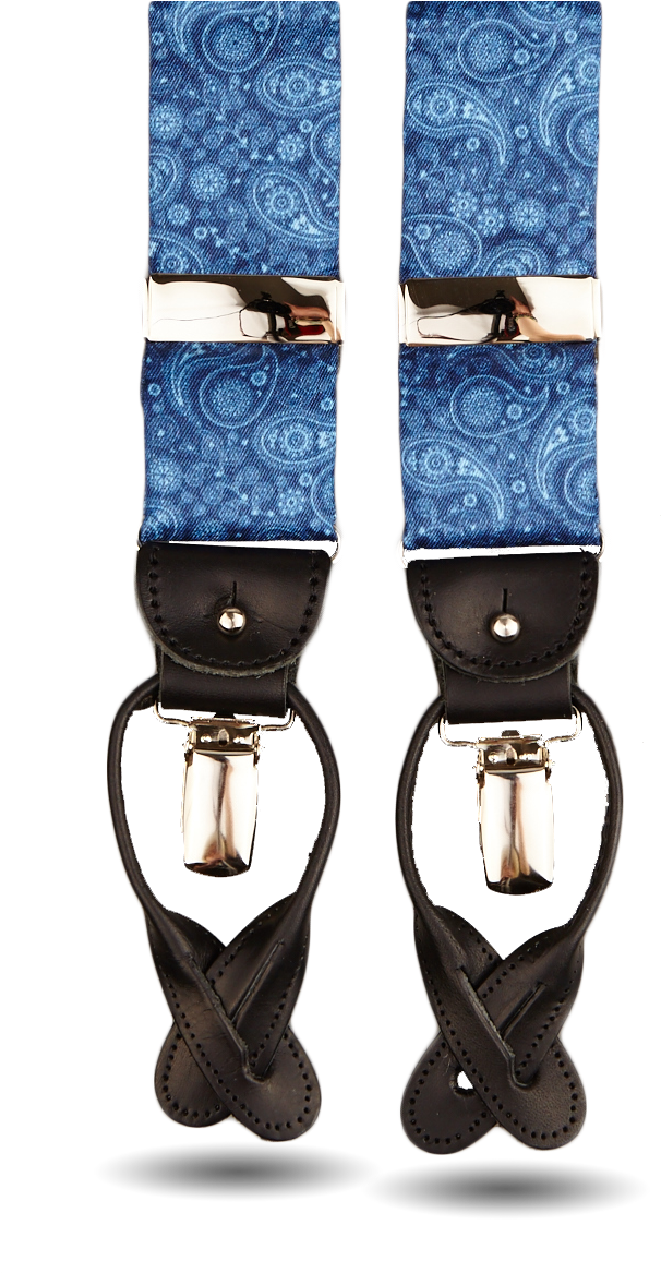 Albert Thurston Blue Paisley Leather Suspenders - Strap Clipart (1174x1174), Png Download