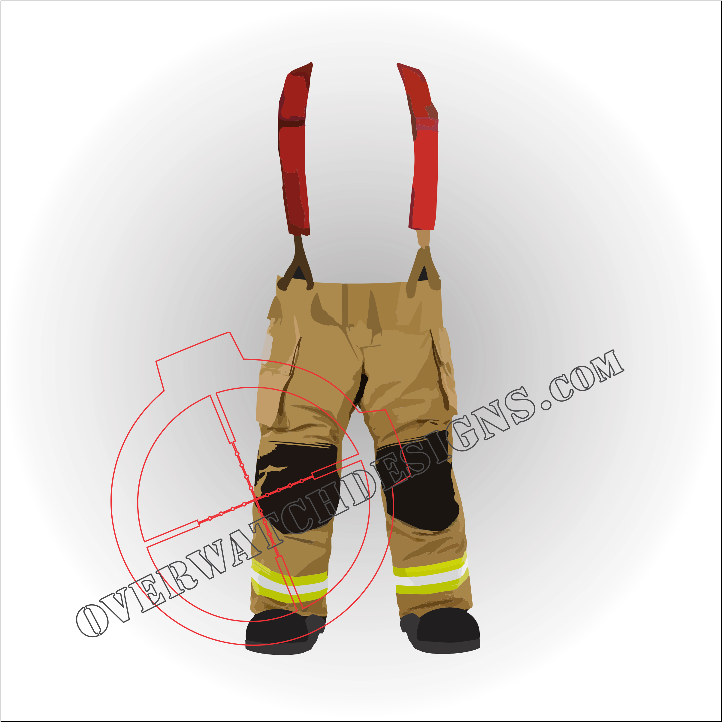 Firefighter Turnouts With Red Suspenders Decal - Illustration Clipart (2411x2404), Png Download