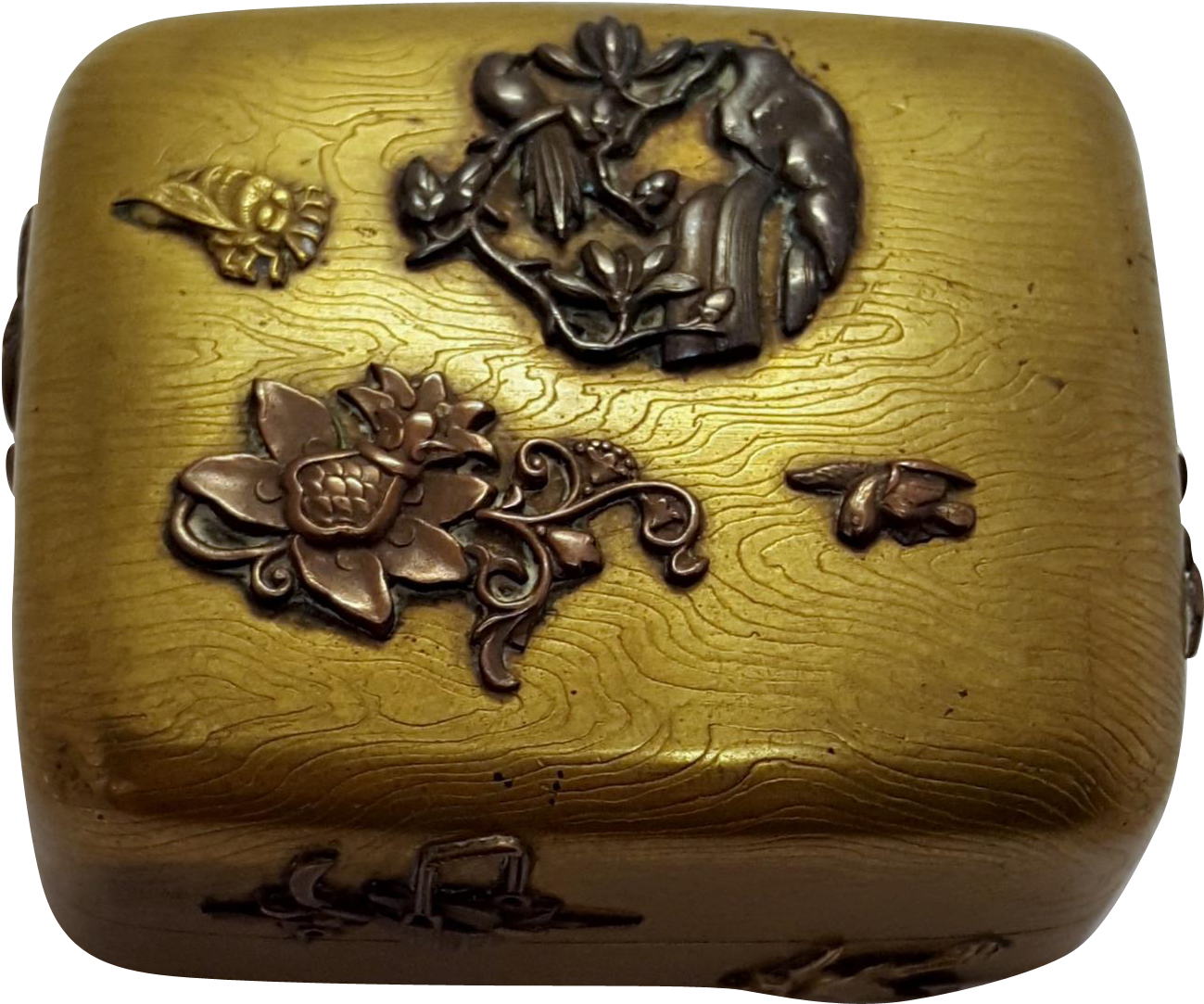 Antique Bronze Mixed Metal Japanese Hinged Box - Wallet Clipart (1298x1298), Png Download